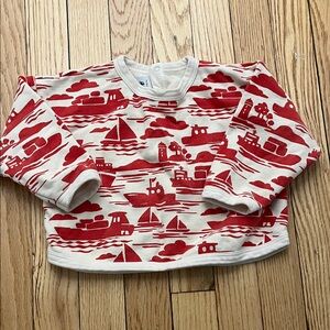 Petit Bateau Red and Cream Nautical Print Sweatshirt, 24M